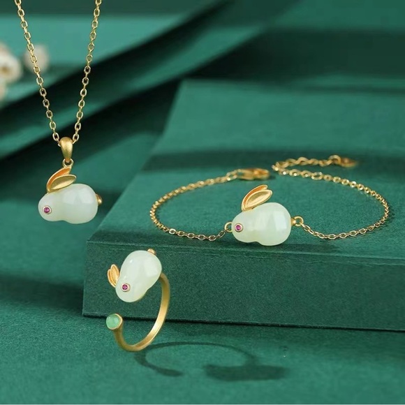 Natural Stone Copper Rabbit Bracelet - Picture 2 of 3